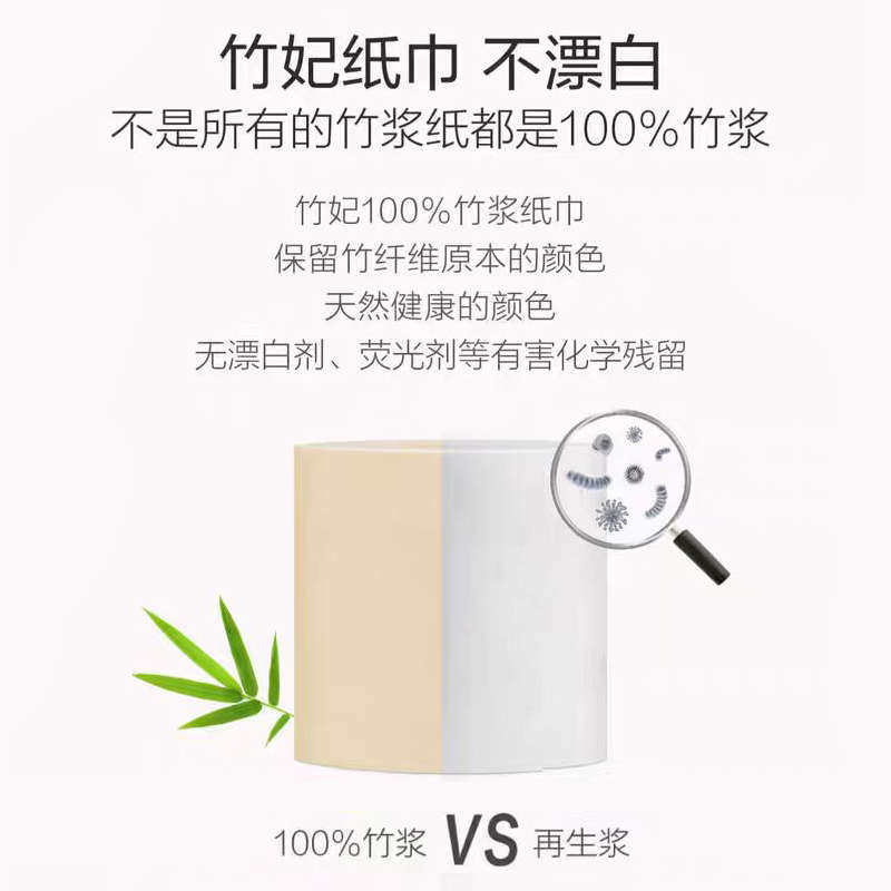 竹妃竹浆卷纸30卷4层112克整箱家用无芯卷纸卫生纸不漂白zofee
