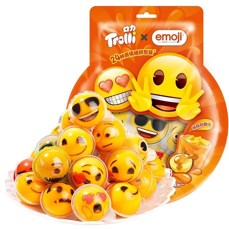 网红儿童迷你糖果小学生零食表情包水果果汁夹心爆浆软糖超市