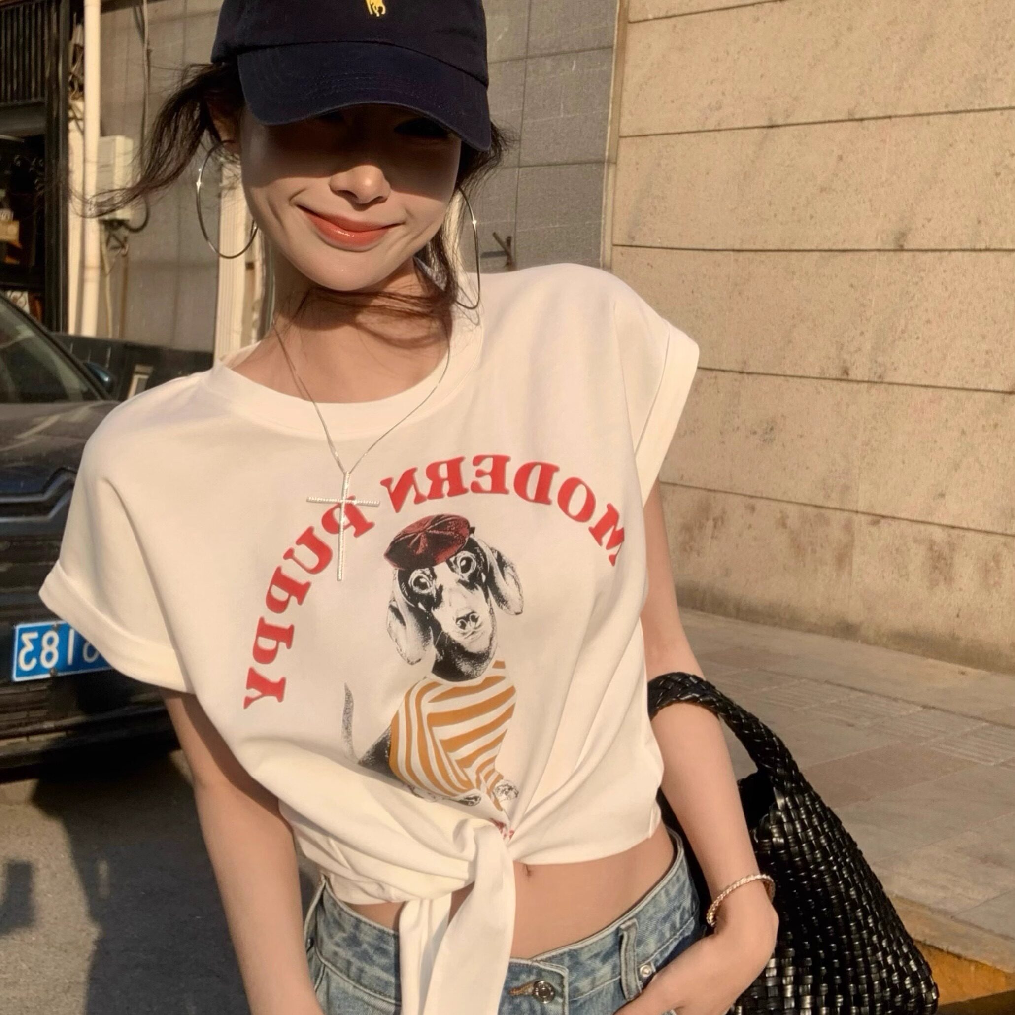 欧美甜辣y2k女团印花短袖