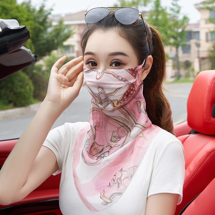 上海故事100%桑蚕丝巾女2026新款护颈夏薄款防晒面纱真丝全脸面罩