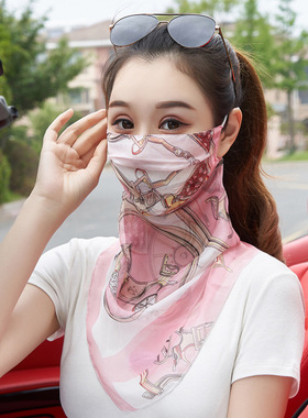 上海故事100%桑蚕丝巾女2026新款护颈夏薄款防晒面纱真丝全脸面罩