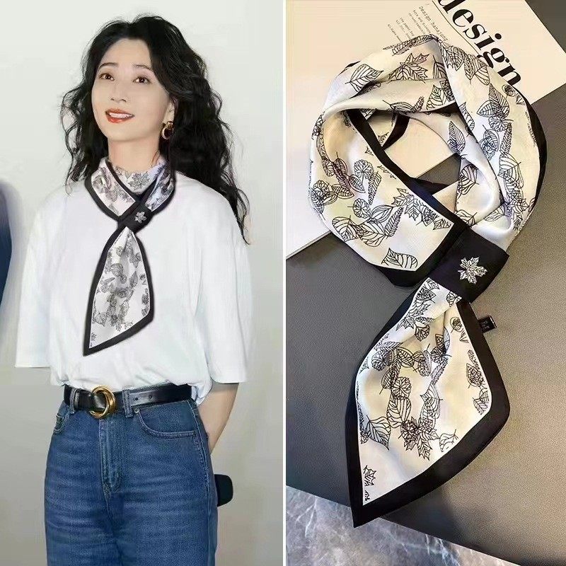 上海故事丝巾女2025新款波点小长条百搭春秋夏薄款系脖高级感护颈