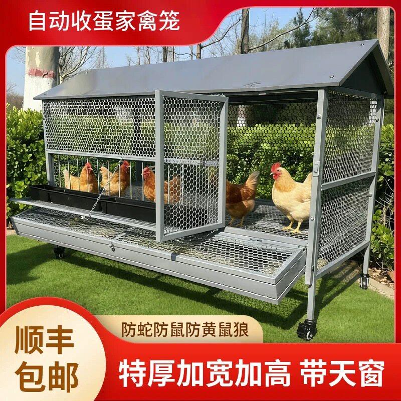 鸡笼子家用室外防雨自动收蛋防啄防黄鼠狼防鼠加厚不锈下蛋养殖笼