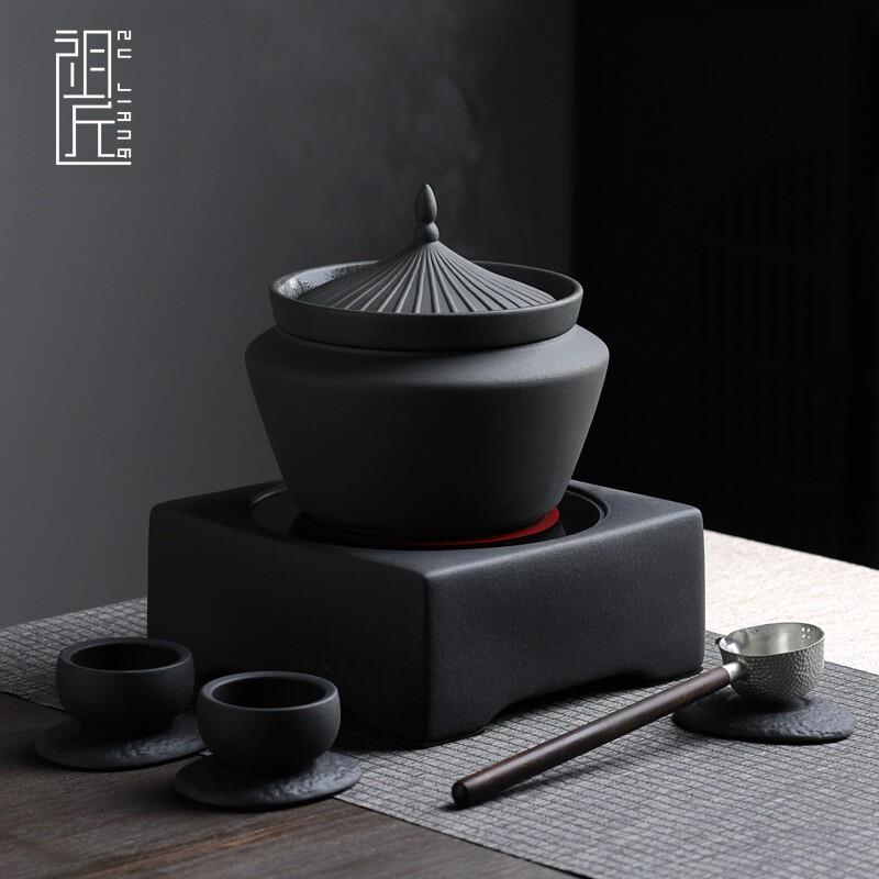 新款中式高端悬浮古法火山石煮茶器煮茶炉白茶静音黑晶炉陶壶套装