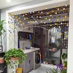 饰轻奢吊帘子 水晶珠帘门帘客厅隔断帘免打孔幼儿园儿童租房墙面装