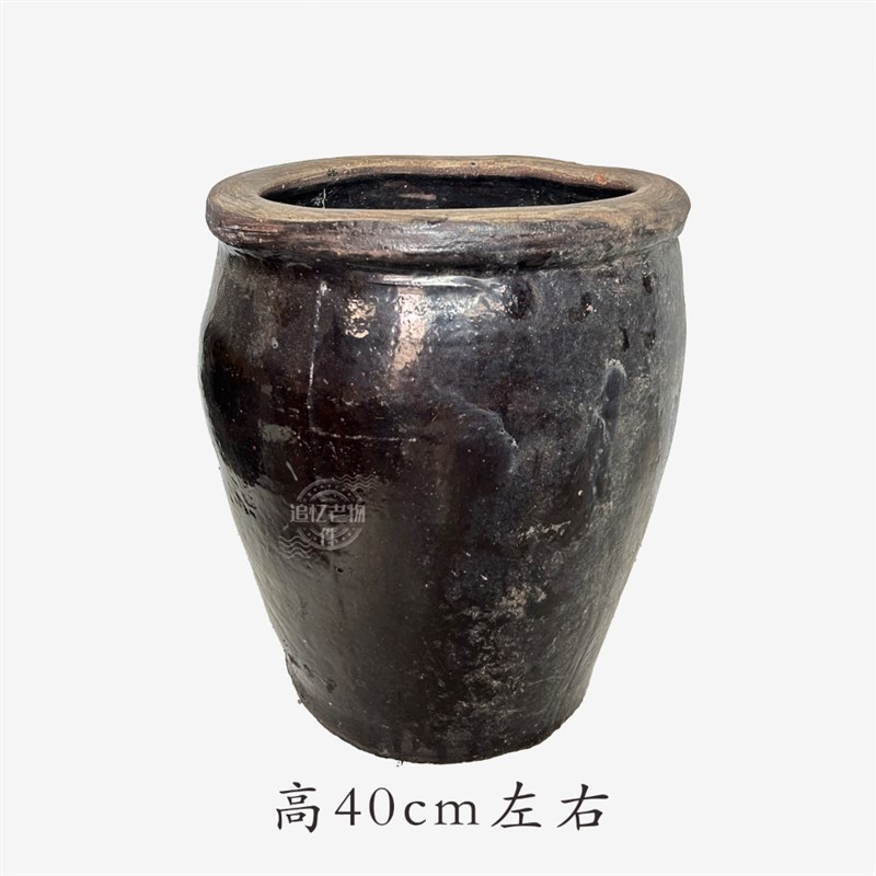民俗老物件怀旧老陶罐老式大肚陶瓷罐子复古装饰摆件