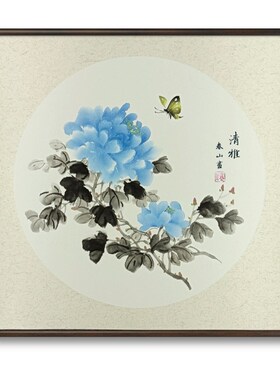 手绘花鸟国画斗方未落款梅兰竹菊国画牡丹荷花写意国画新中式风格