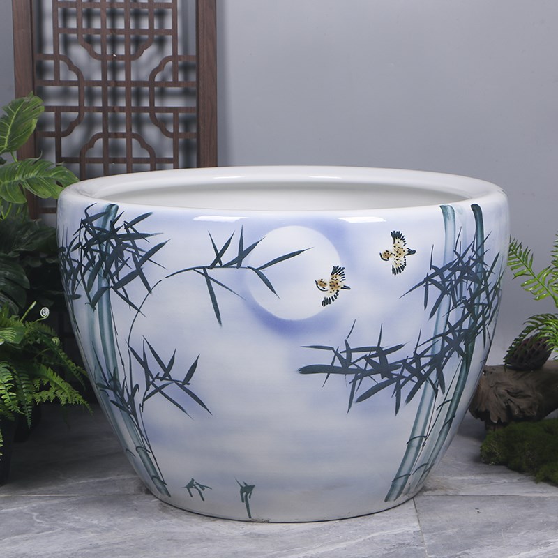 手绘陶瓷碗莲荷花睡莲花盆家用大号清仓铁树盆庭院特大水缸养鱼