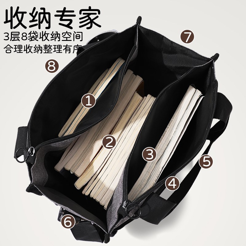 纯色简约牛津布补习袋中学生手提袋拎书袋初中作业书本收纳袋大容