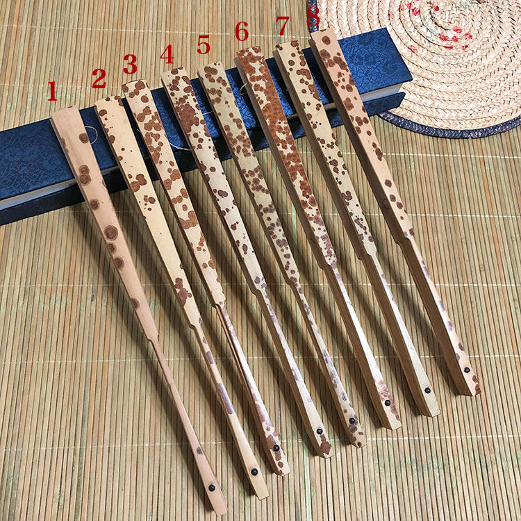 文玩折扇斑竹湘妃凤眼梅鹿扇骨 送苏工超薄扇面 95寸新云妃花扇子