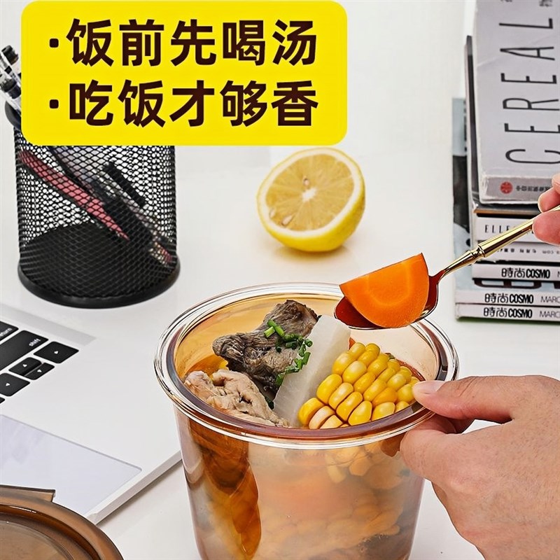 玻璃汤碗圆形带盖密封学生上班族带饭保鲜盒微波炉装汤饭盒保鲜盒