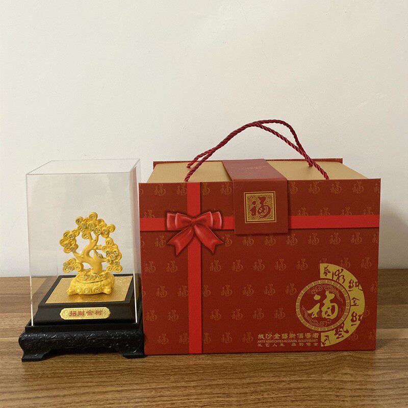 绒沙金招财树摆件 家居办公室桌面店铺开业汽车赠送礼品工艺摆设