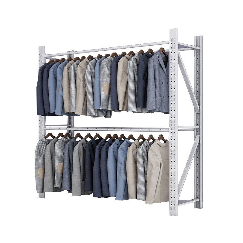 服装货架仓库库房圆管衣服挂衣架子可调节仓储中型定制服装展示架