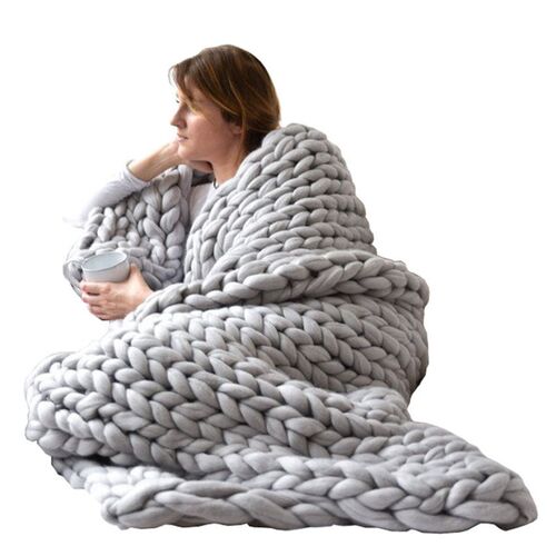 Knitting Throw Yarn Blanket 毛毯厚款冬天织毛毯粗毛线毯子女生