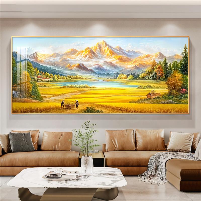 金山丰收图客厅装饰画聚宝盆山水画沙发背景挂画高级感餐厅墙壁画