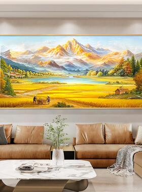 金山丰收图客厅装饰画聚宝盆山水画沙发背景挂画高级感餐厅墙壁画