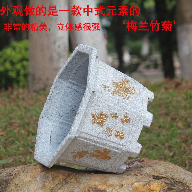 特大号仿古加厚大口径树脂花盆庭院大厅盆景铁树果树八角形大花盆