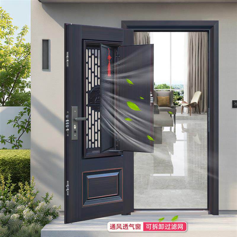 防盗门家用甲级入户门中门可拆卸通风窗室内外进户大门子母单开门