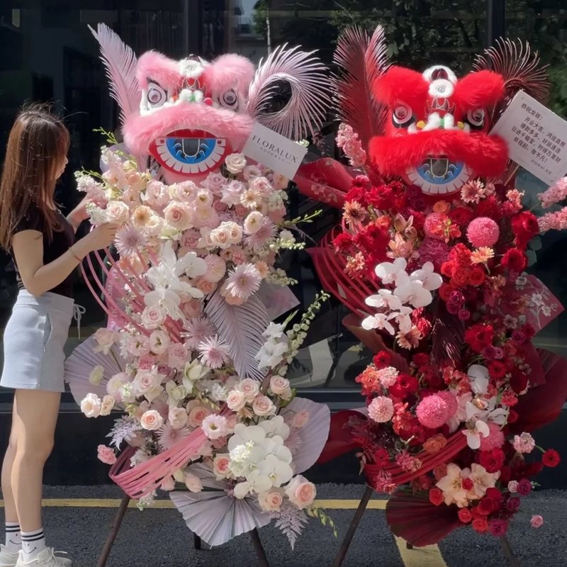 儿童狮子头舞狮头套醒狮开业花篮小狮头塑料羊毛狮开业花篮醒狮头