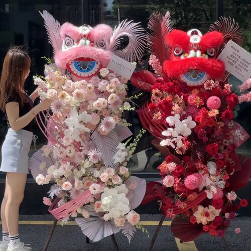 儿童狮子头舞狮头套醒狮开业花篮小狮头塑料羊毛狮开业花篮醒狮头