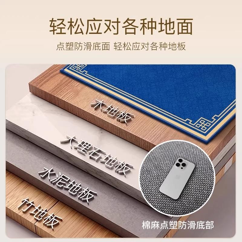 【爆款】入户门地垫新中式家用高级感蓝色地毯防滑垫门口风水脚垫