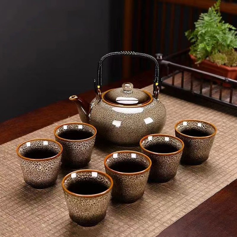 大号陶瓷茶壶茶杯家用超大容量提梁壶哥窑功夫茶具套装礼盒装送礼