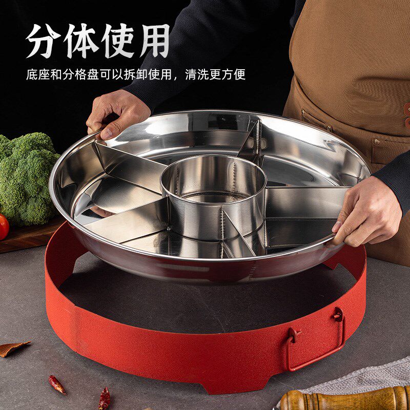 创意小龙虾专用盘子海鲜大咖拼盘冰镇龙虾冒干冰桶带底座圆形商用