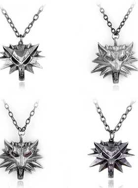 游戏 巫师3野外狩猎三图 狼头项链 巫师3锌合金狼头吊坠男士项链