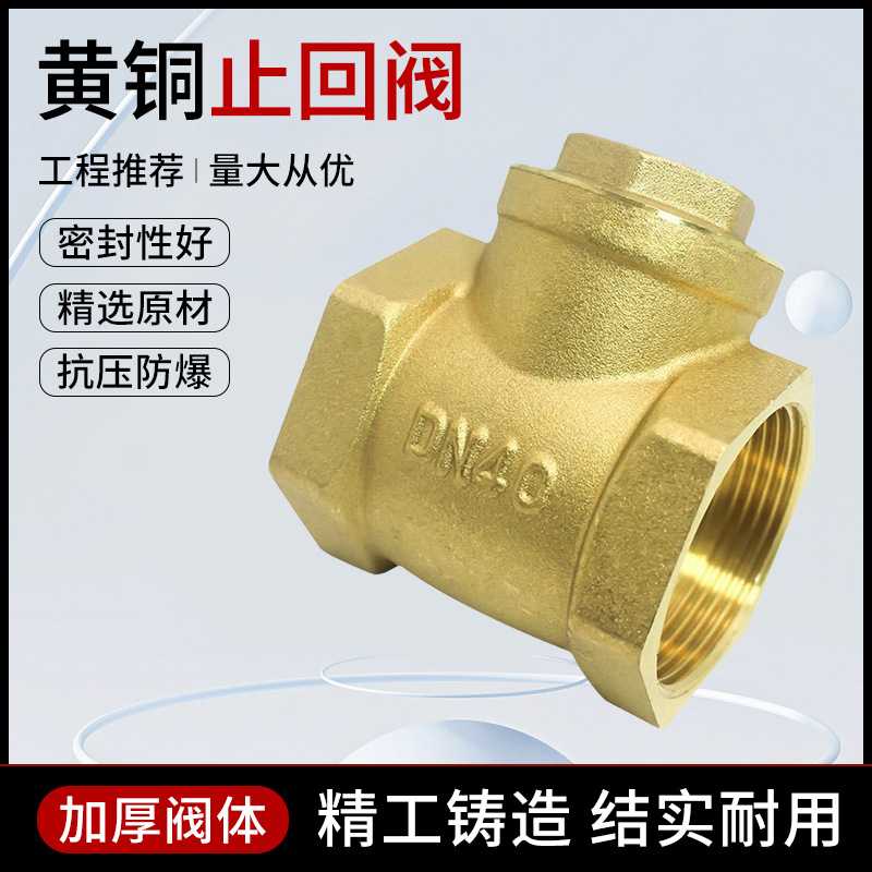 水表水管卧式铜止回阀dn15管道20单向阀25水4分6分1寸32水泵40 50