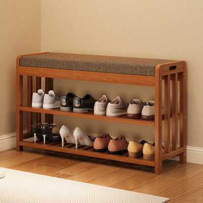 换鞋凳实木家用门口可坐式穿鞋凳入户鞋柜坐凳一体软垫进门鞋架子