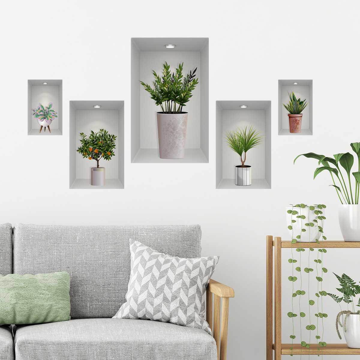 BM2010 盆栽绿植3D立体假窗户墙贴纸客厅房间墙面装饰自粘墙贴画