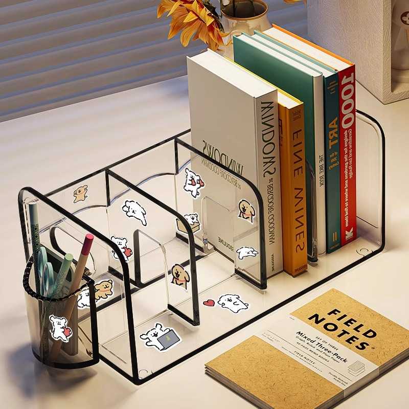 桌面书立亚克力书架透明学生书本书桌收纳架办公室宿舍文件置物架