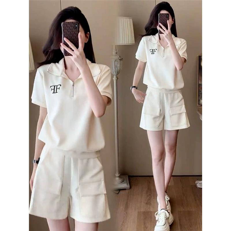 运动套装女夏季学生韩版宽松显瘦时尚网红polo短袖短裤休闲两件套