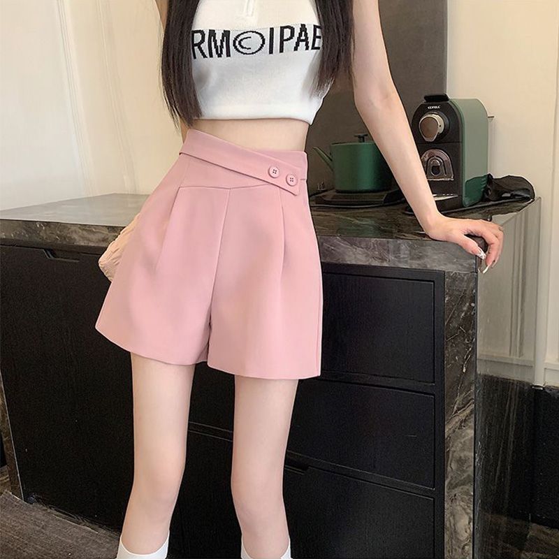 【店铺热销】薄款西装短裤女2025夏季新款设计感显瘦高腰热裤小众