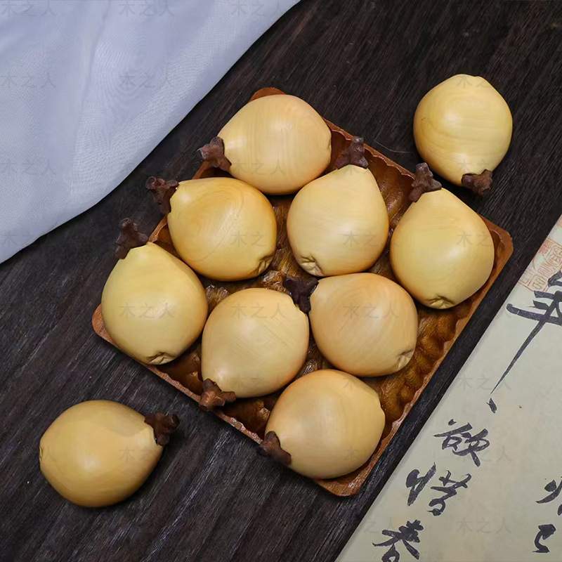 黄杨木精雕刻大吉大利枇杷手把件文玩汽车茶桌客厅摆件送礼装饰品
