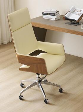 务板椅QM39实木公椅老简约现代高背商椅升降旋转椅大班椅接办待会