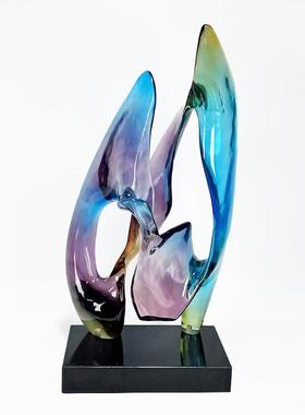 现代轻饰奢艺术炫29554彩透明树脂雕塑摆件样软板售楼处装样品工