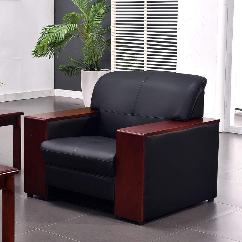 办公沙发茶几组合简约现代接待会客商务洽谈皮艺沙发2/3人位桌位