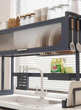 厨房水能槽置物架多功台面碗碟收纳架池上水架碗盘洗碗86667槽碗