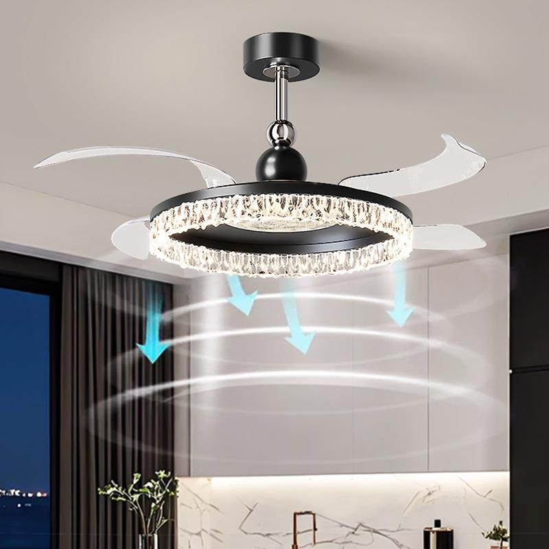 意式极简客厅风扇灯现代奢感吊扇灯气护吊眼灯184餐大厅客轻厅主