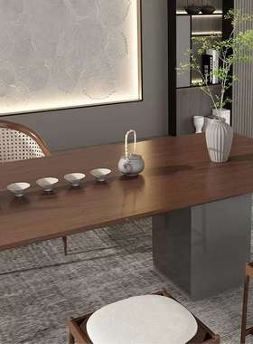 现简约新中式木实设茶桌椅组合计师新代意式极简轻奢办公室Q63933