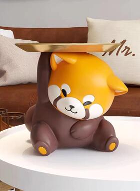 浣熊钥桌匙收进纳玄关门入户家居面客LLE厅装饰树脂境摆跨件工艺