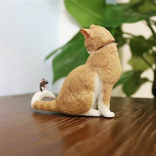 J097家咪直销猫和鼠车载摆件黄猫仿老真猫模型树脂工艺厂品