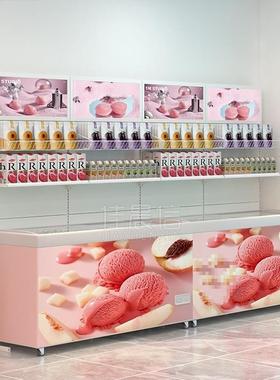 超市冰货箱架便利店冰冷上方上45367面的雪糕置物架多层柜货w&钢