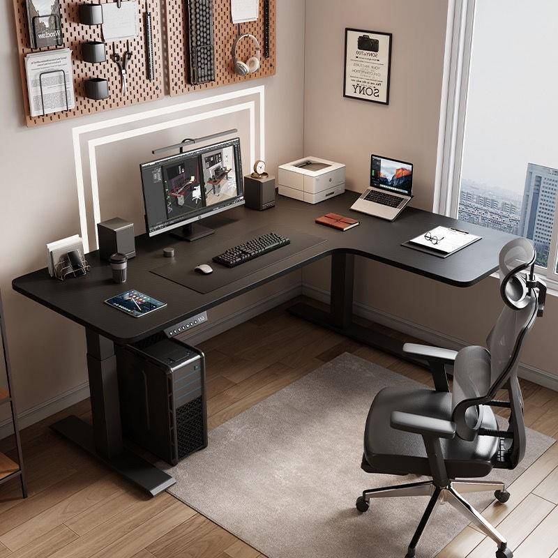 转角电拐动降桌腿支架电竞L型角工2作台办习公升书桌家用电脑学桌