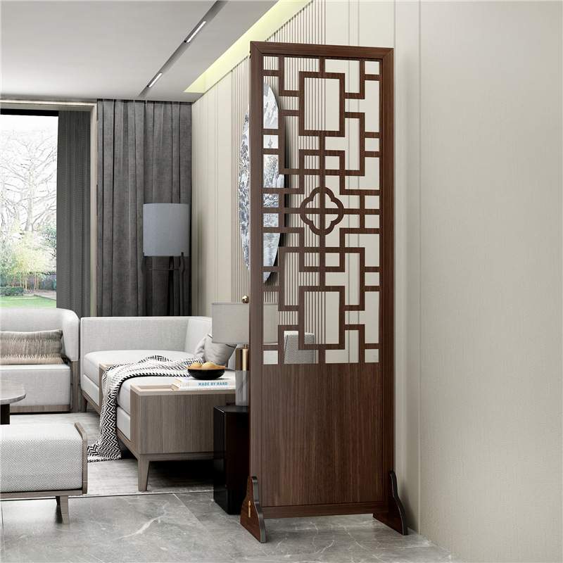 新中式屏风隔断实木玄关折屏折叠装饰镂空雕花简约进门办公室Tω