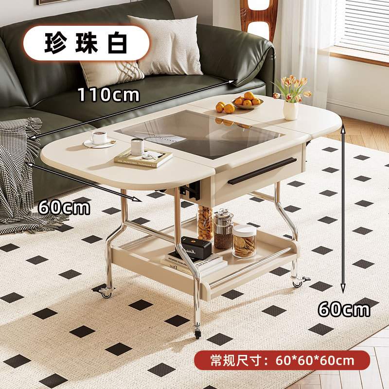 可移动茶几客厅家用小户型现代简约小桌子带轮沙发边几折叠茶几桌