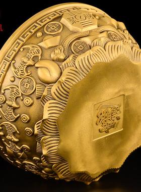 黄铜聚宝盆摆件家用客厅电视柜酒柜办公室财位店铺开业乔迁礼品