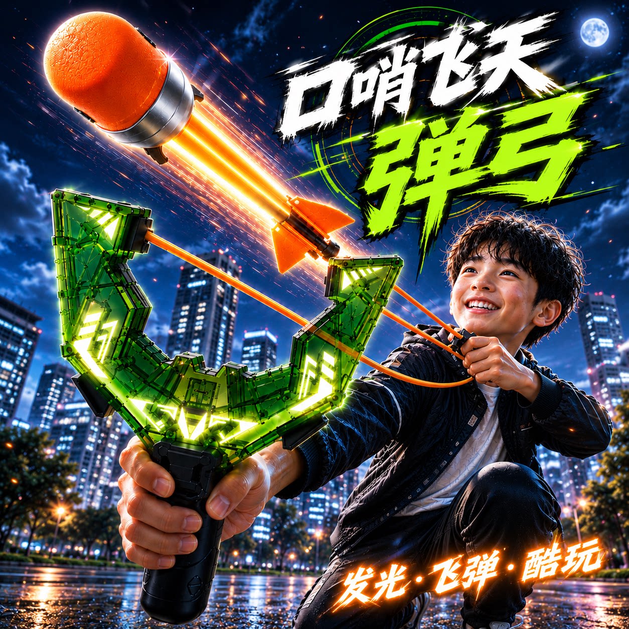 尖叫火箭弹弓儿童户外公园草坪运动男女孩口哨弓箭复合弓发光玩具