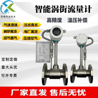 高精度智能涡街流量计蒸汽压缩空气污水汽油天然气氮气液体流量计
